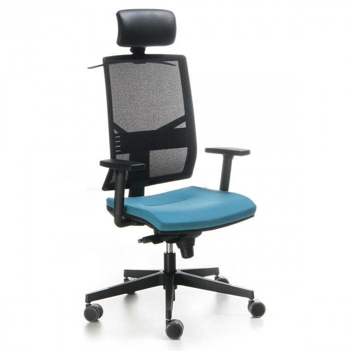 Ionic kontorstol med nakkestøtte, blå